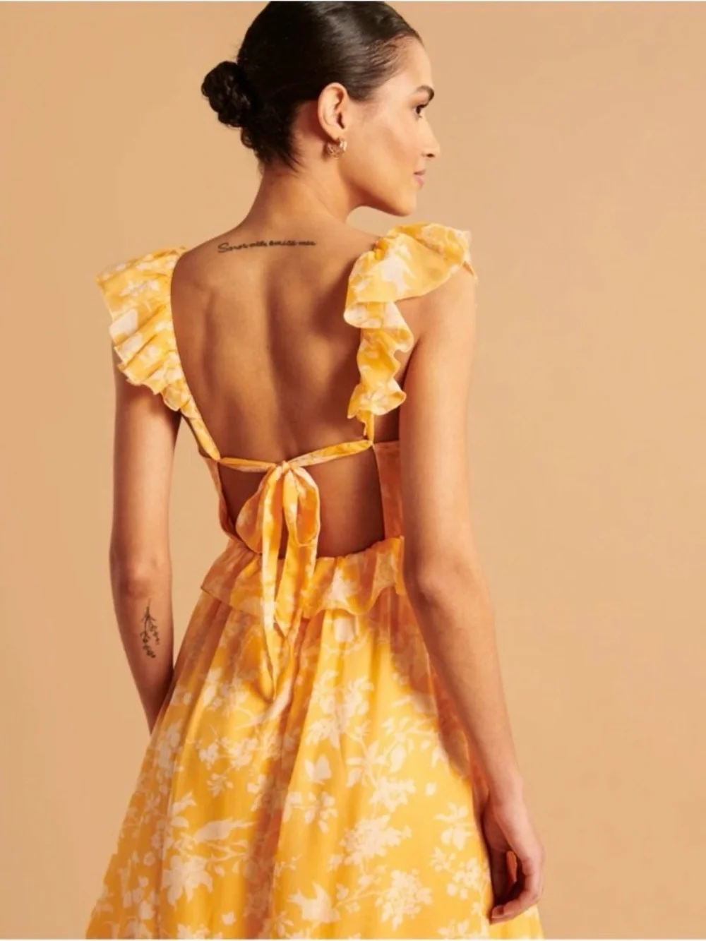 Abercrombie & Fitch Drama Ruffle Floral Maxi Dress XS NWT Yellow Orange White